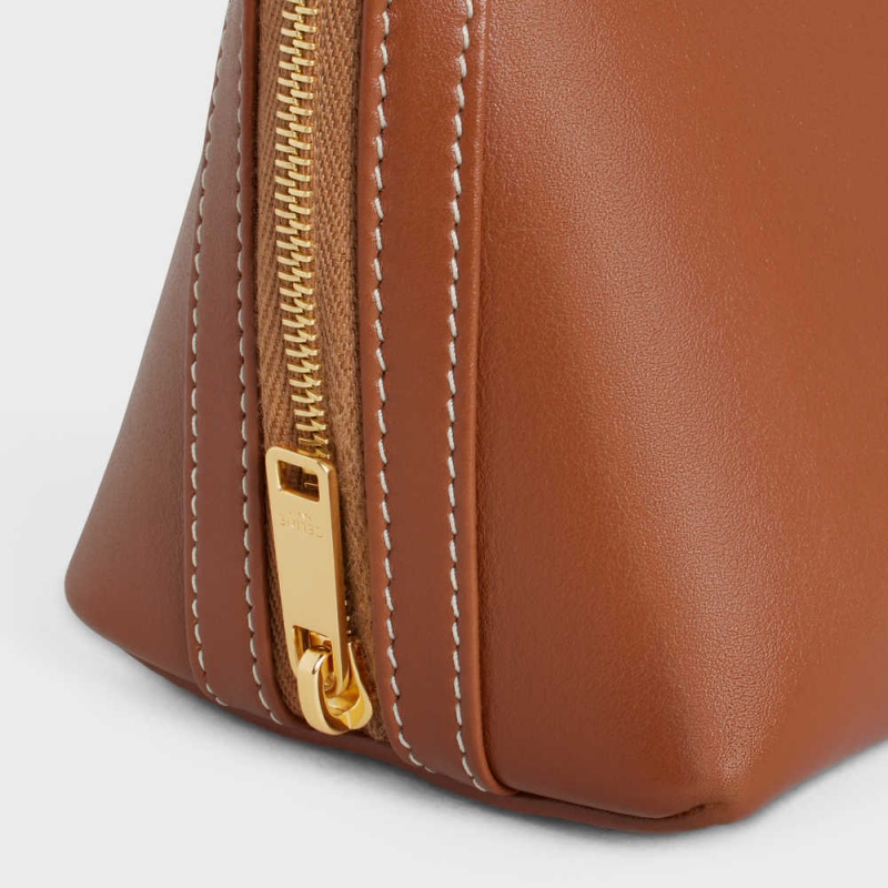 Celine Clutch on Chain Cuir triomphe in smooth calfskin Mini Bags Tan | CL-593033