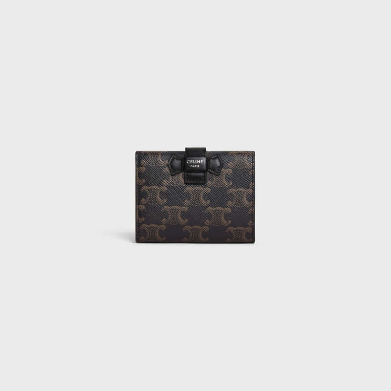 Celine Fine Strap in Triomphe Canvas and Wallets Black | CL-591794