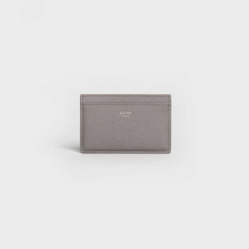 Celine Grained calfskin Card Holders Pebble | CL-592961