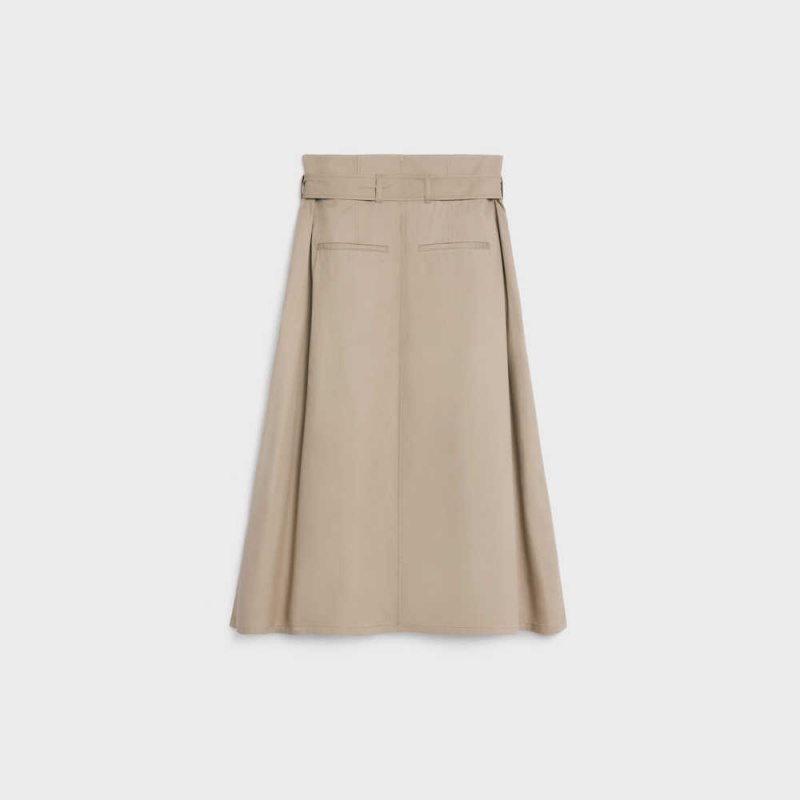 Celine HIGH-WAISTED IN LIGHTWEIGHT GABARDINE Skirts Beige | CL-592879