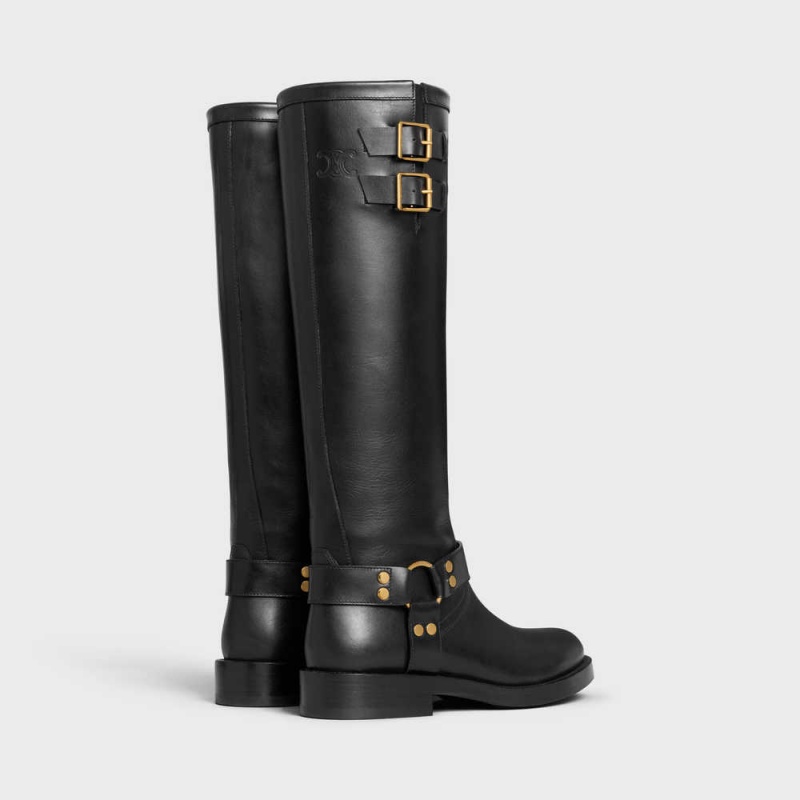 Celine HIGH BIKER in CALFSKIN - VEGETAL TANNING Boots Black | CL-592499