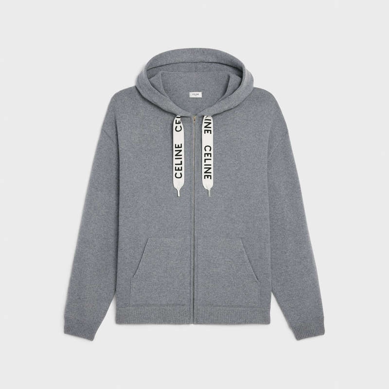 Celine HOODED IN CASHMERE WOOL Sweatshirts Medium grey | CL-592116