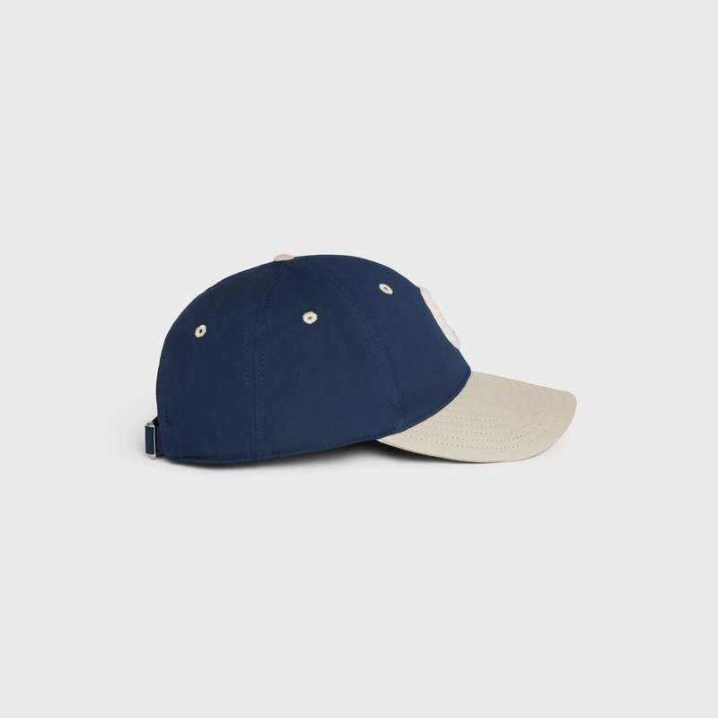 Celine INITIAL BASEBALL IN COTTON Cap Navy / Beige | CL-591700