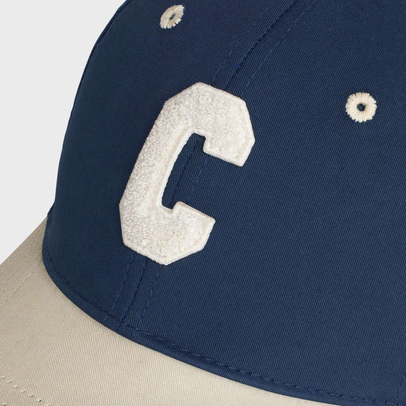 Celine INITIAL BASEBALL IN COTTON Cap Navy / Beige | CL-591700