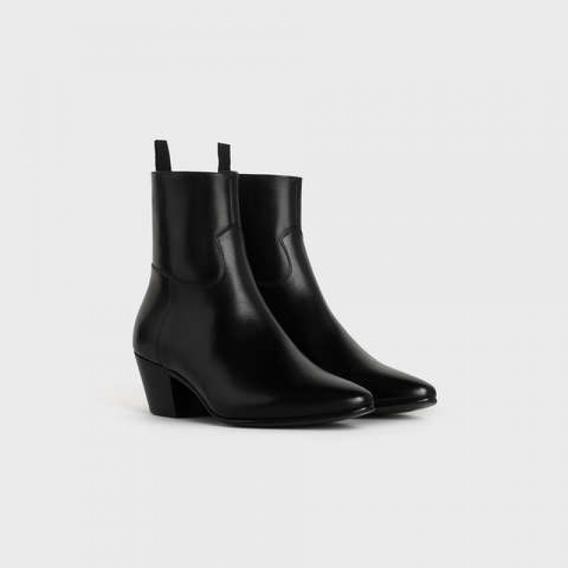 Celine Jacno Zipped in Shiny calfskin Boots Black | CL-591864