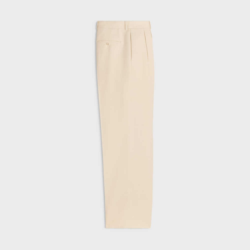 Celine Jude double-pleated in silk Panama Pants Ivory | CL-592738