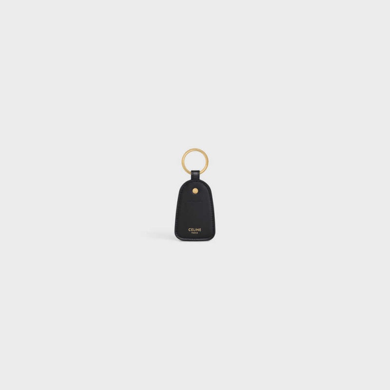 Celine Key holder in Triomphe canvas and calfskin Pouch Black | CL-592893