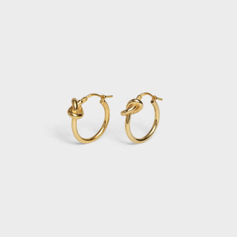 Celine Knot Small Hoops in Brass with Gold finish Earrings Gold | CL-592311