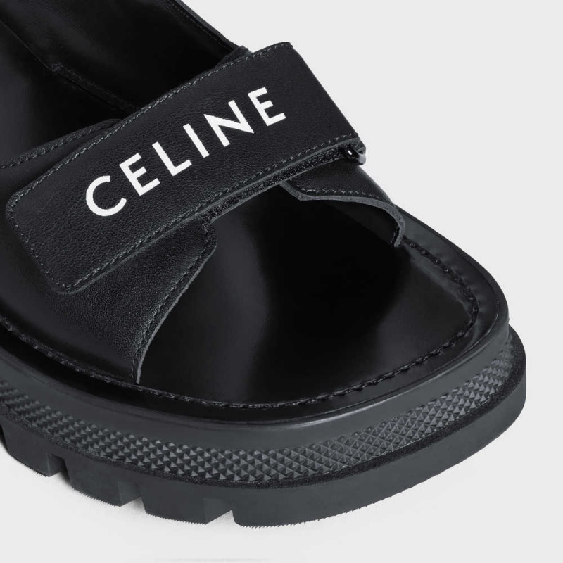 Celine LEO SCRATCH in CALFSKIN Sandals Black | CL-592594