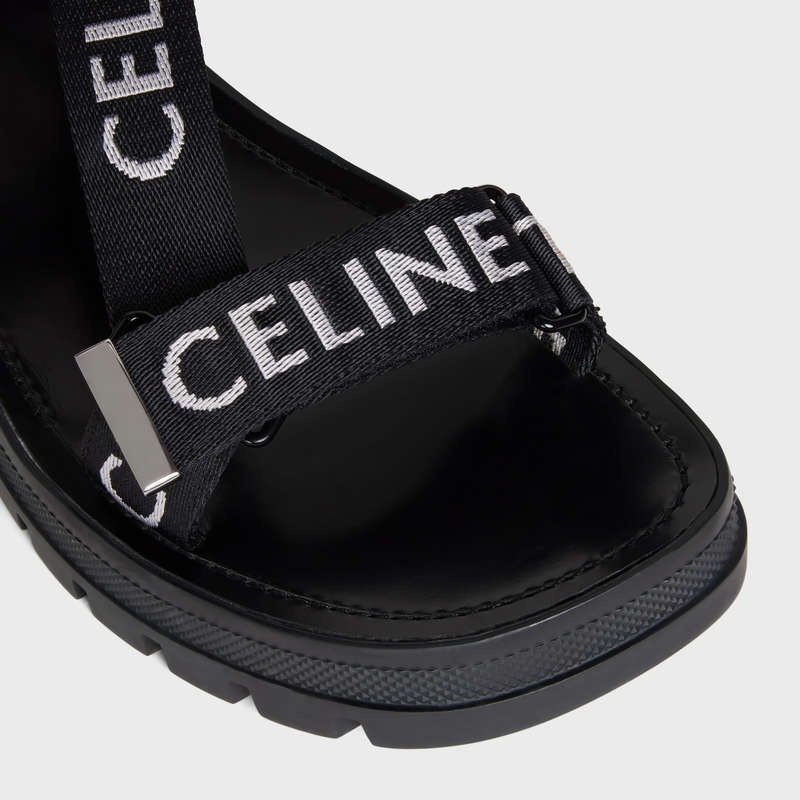 Celine LEO STRAPPY in WITH JACQUARD Sandals Black / white | CL-591891