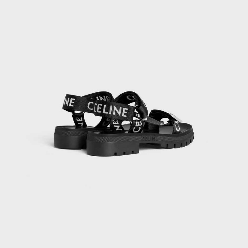 Celine LEO STRAPPY in WITH JACQUARD Sandals Black / white | CL-592591