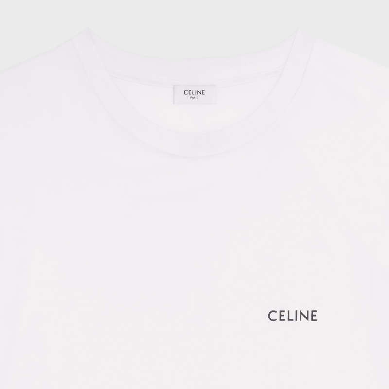 Celine LOOSE IN COTTON JERSEY T-shirts Ecru / Black | CL-592132