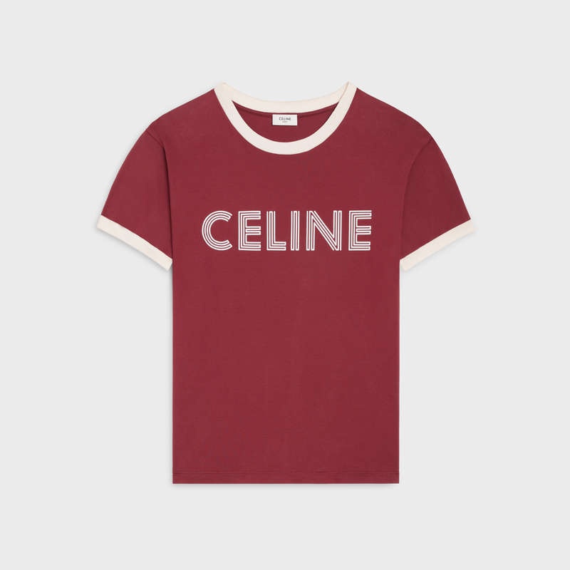 Celine LOOSE IN COTTON JERSEY T-shirts Red grape/ off white | CL-592126