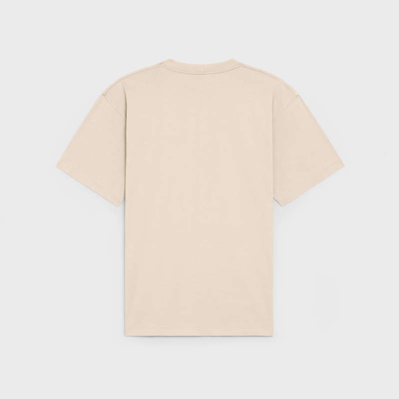 Celine LOOSE IN COTTON JERSEY T-shirts STONE BEIGE / BLACK | CL-592138