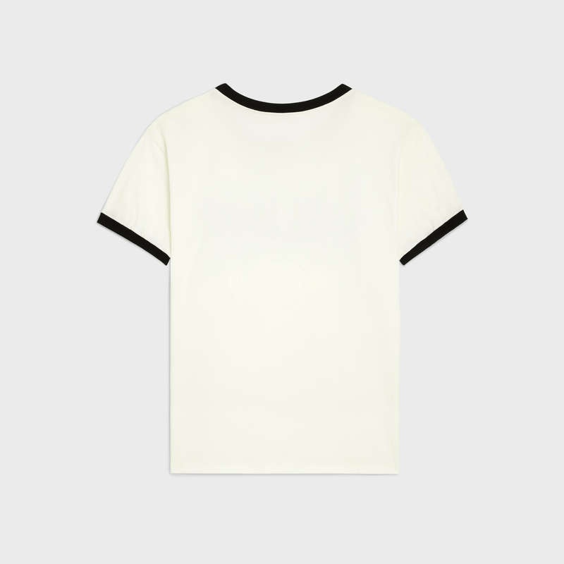 Celine LOOSE IN COTTON JERSEY T-shirts dirty white/ black | CL-592125