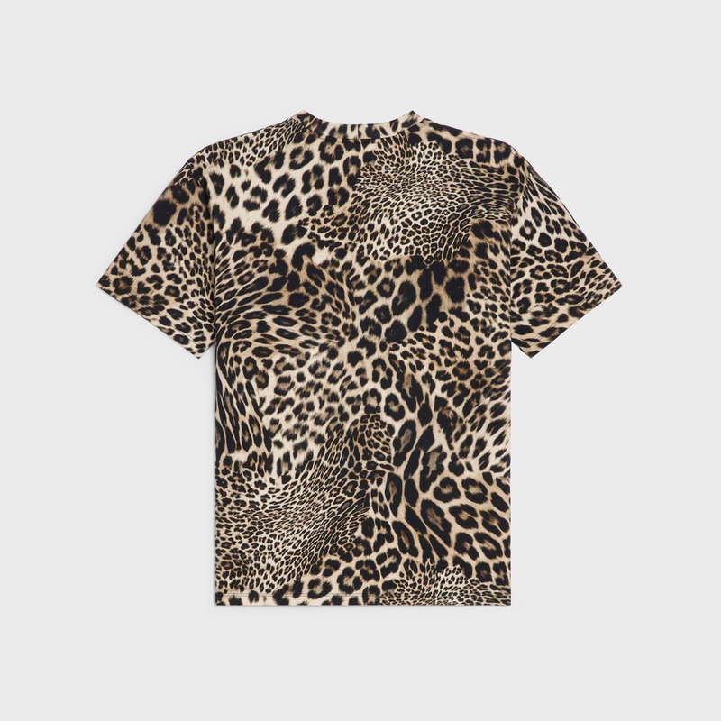 Celine LOOSE IN COTTON JERSEY T-shirts leopard / offwhite | CL-592135