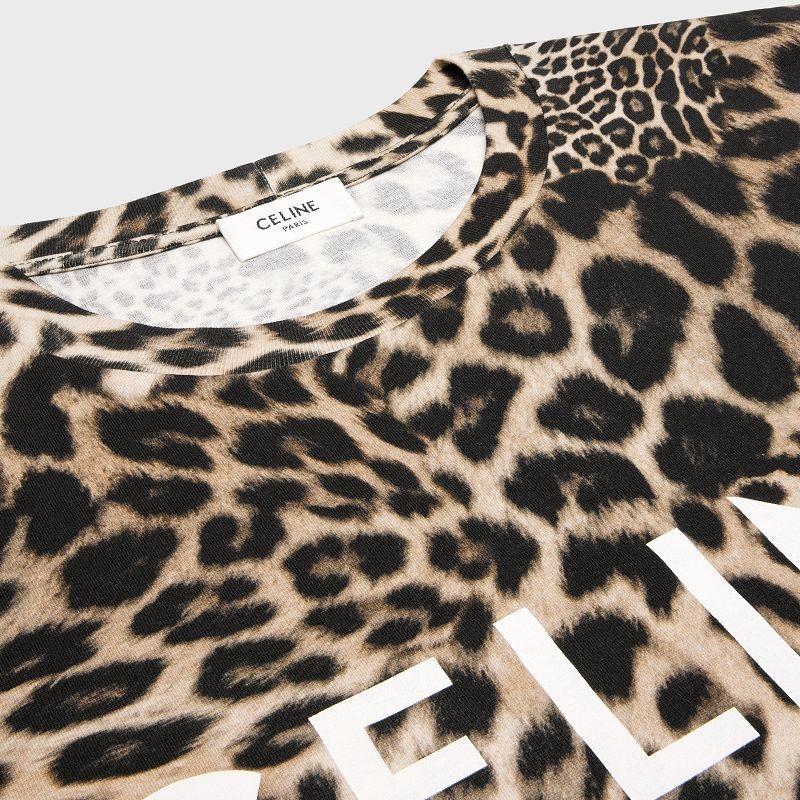 Celine LOOSE IN COTTON JERSEY T-shirts leopard / offwhite | CL-592135