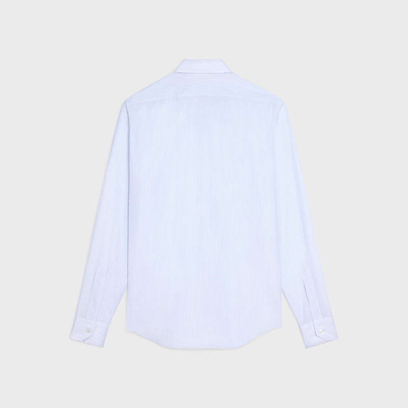 Celine LOOSE IN COTTON POPLIN Shirts BLANC/BLEU CIEL | CL-592176