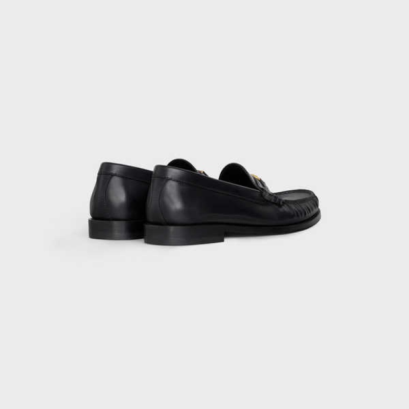 Celine LUCO TRIOMPHE in Polished Calfskin Loafers Black | CL-592526