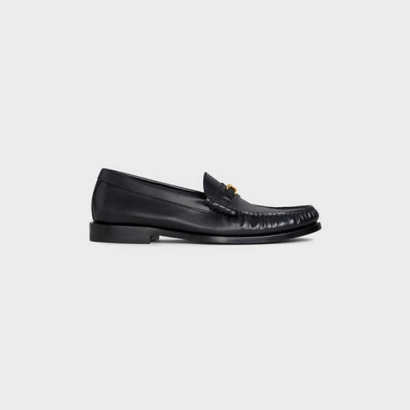 Celine LUCO TRIOMPHE in Polished Calfskin Loafers Black | CL-592526