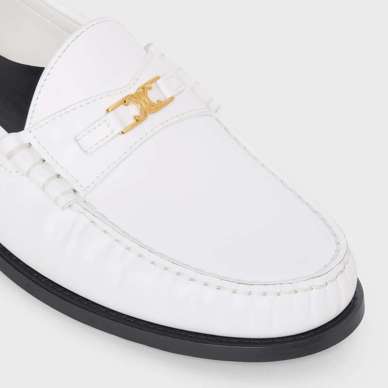 Celine LUCO Triomphe in POLISHED BULLSKIN Loafers White | CL-591887