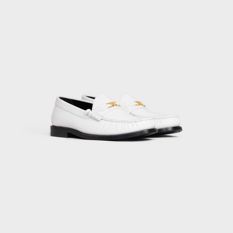 Celine LUCO Triomphe in POLISHED BULLSKIN Loafers White | CL-592527