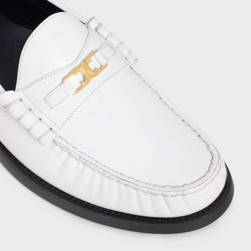 Celine LUCO Triomphe in POLISHED BULLSKIN Loafers White | CL-592527