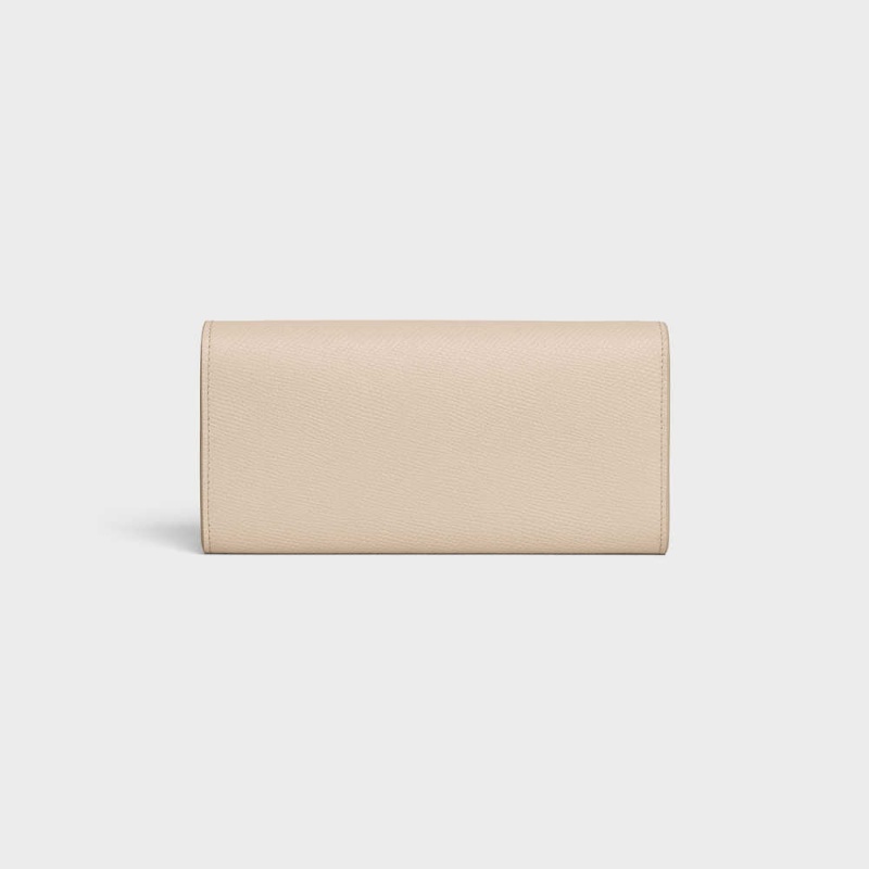 Celine Large flap in Grained calfskin Wallets Nude | CL-592996