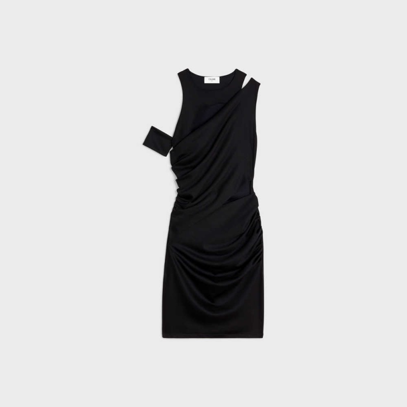 Celine Lolita asymmetric in wool jersey Dresses ULTRA BLACK | CL-592865