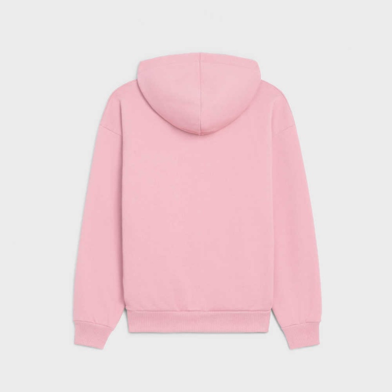 Celine Loose hoodie in Cotton fleece Sweatshirts Blossom pink/ off white | CL-592806