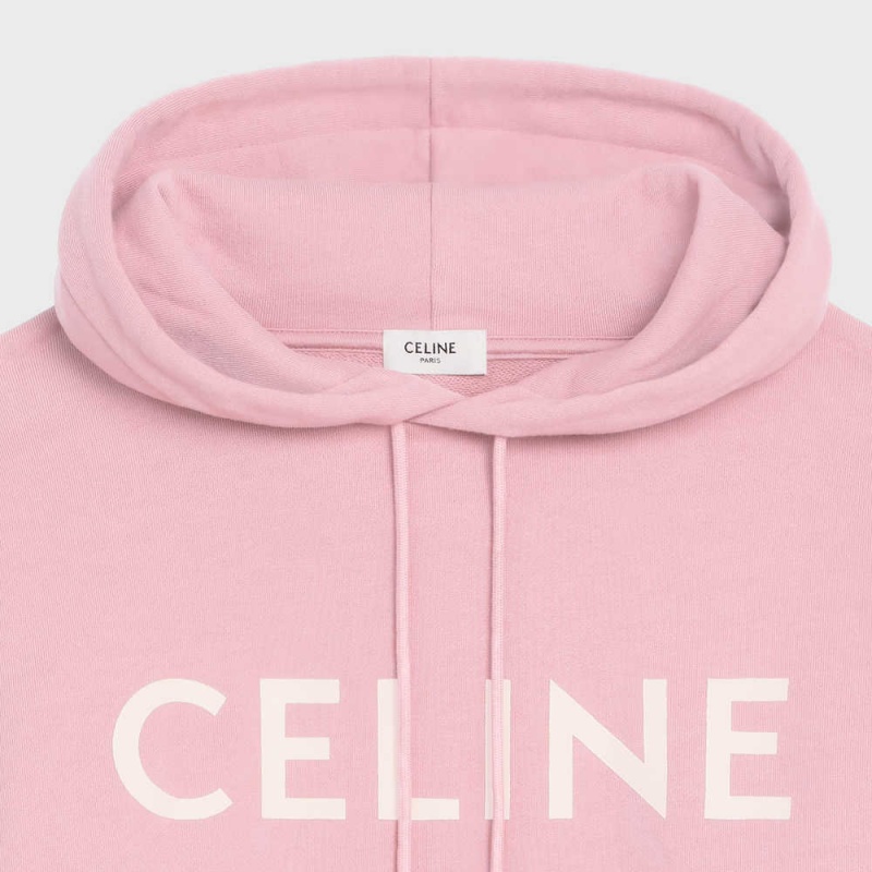 Celine Loose hoodie in Cotton fleece Sweatshirts Blossom pink/ off white | CL-592806