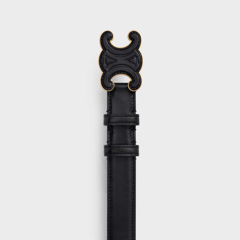 Celine MEDIUM CUIR TRIOMPHE in Taurillon Leather Belts Black | CL-592482