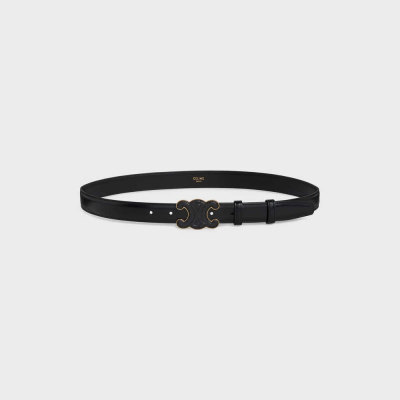 Celine MEDIUM CUIR TRIOMPHE in Taurillon Leather Belts Black | CL-592482