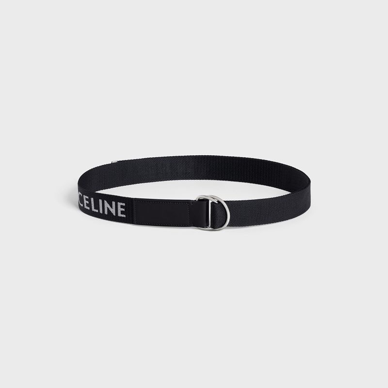 Celine MEDIUM DOUBLE in Jacquard Textile and Calfskin Belts Black | CL-591777