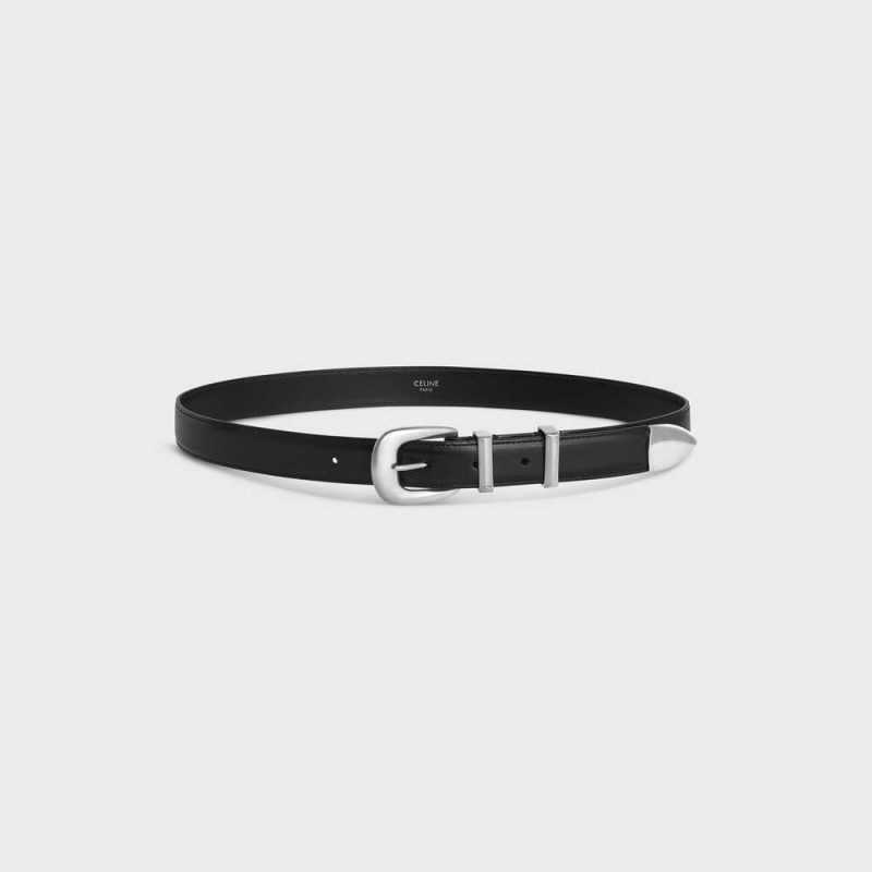 Celine MEDIUM WESTERN in Taurillon Leather Belts Black | CL-592481