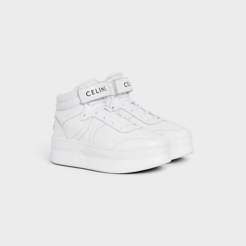 Celine MID BLOCK SNEAKERS WITH VELCRO AND WEDGE in CALFSKIN Sneakers Optic White | CL-592545