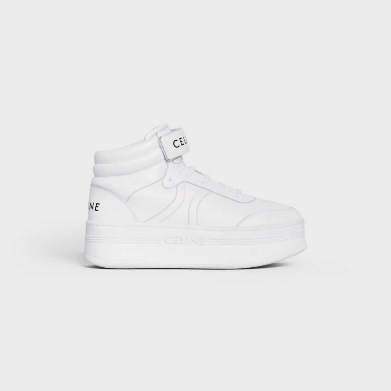 Celine MID BLOCK SNEAKERS WITH VELCRO AND WEDGE in CALFSKIN Sneakers Optic White | CL-592545