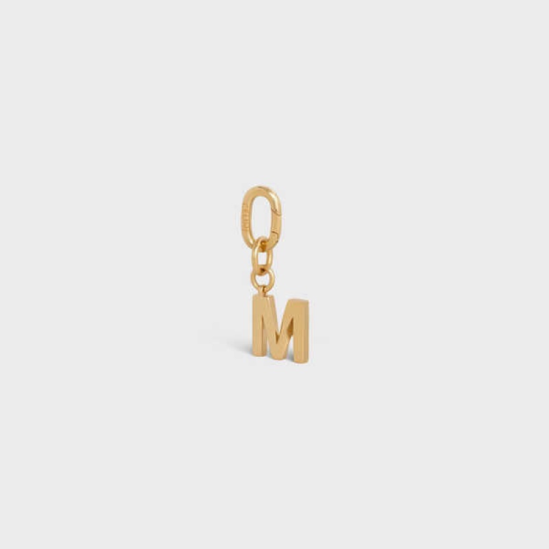 Celine M CHARM in Brass Leather Goods Accessories Gold | CL-592932