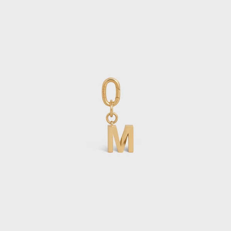 Celine M CHARM in Brass Leather Goods Accessories Gold | CL-592932