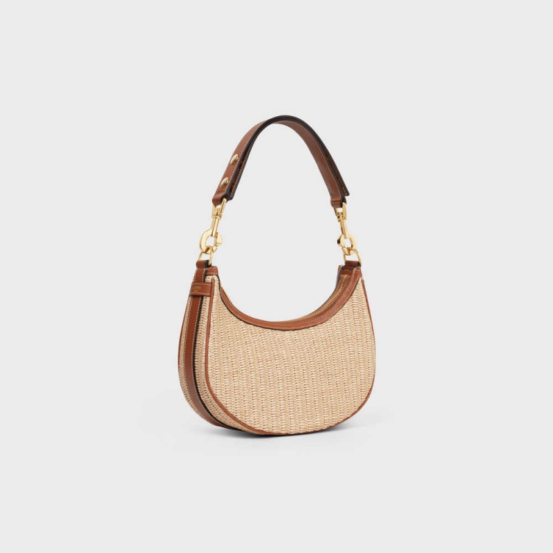 Celine MediumStrap Bag in RAFFIA EFFECT TEXTILE AND CALFSKIN Ava Natural / Tan | CL-593100