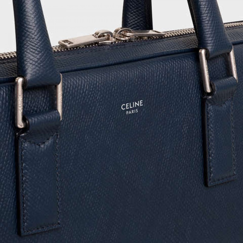 Celine Medium Briefcase in Grained Calfskin Business Navy blue | CL-591828