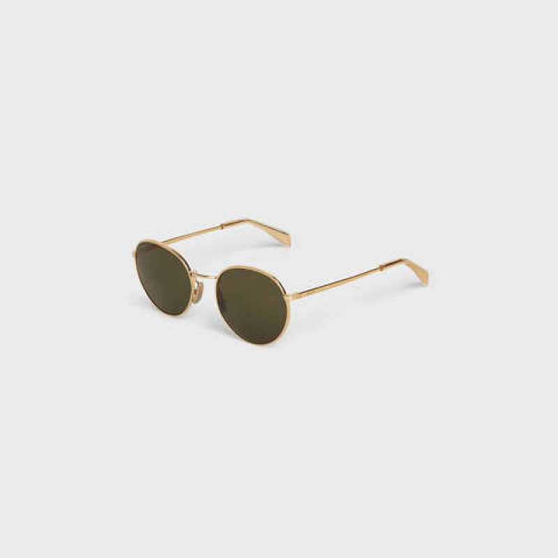 Celine Metal Frame 06 in Metal with Mineral Glass Lenses Sunglasses Gold/Green | CL-591759