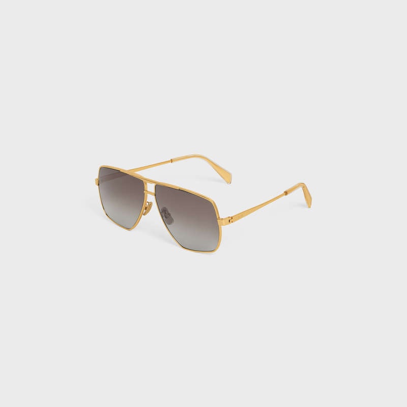 Celine Metal Frame 25 in Metal with Polarized Lenses Sunglasses Gold / Gradient Brown | CL-591755