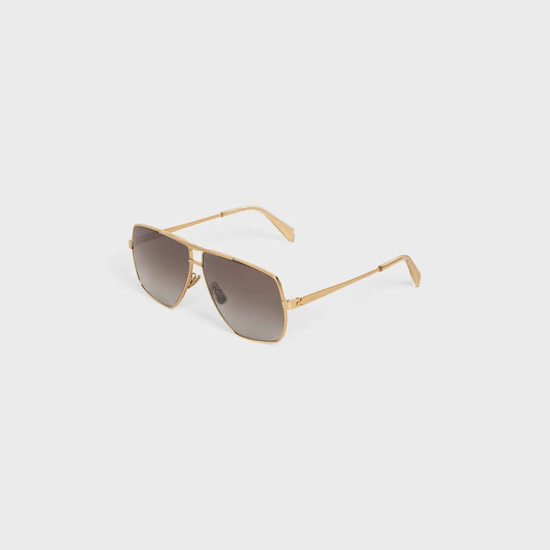 Celine Metal Frame 25 in Metal with Polarized Lenses Sunglasses Gold / Gradient Brown | CL-591754