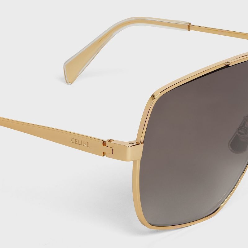 Celine Metal Frame 25 in Metal with Polarized Lenses Sunglasses Gold / Gradient Brown | CL-591754