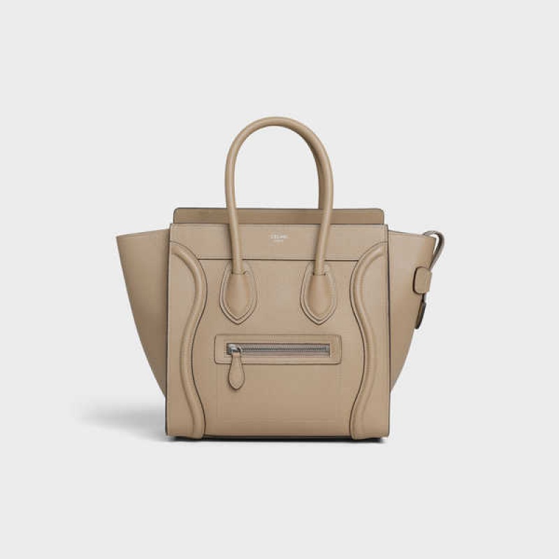 Celine Micro handbag in drummed calfskin Luggage Dune | CL-593054