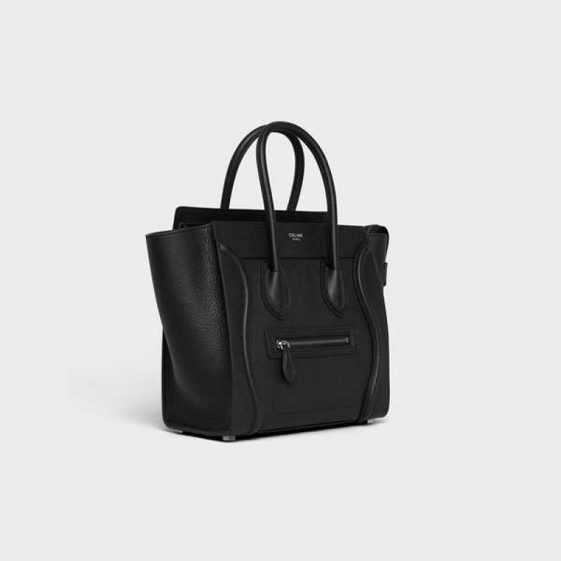 Celine Micro handbag in drummed calfskin Luggage Black | CL-593051