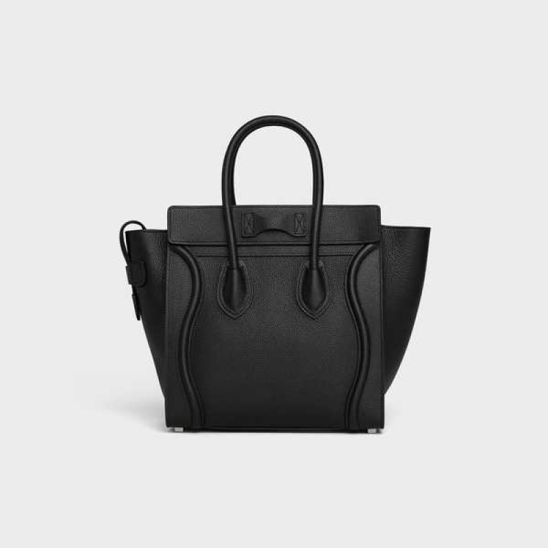 Celine Micro handbag in drummed calfskin Luggage Black | CL-593051