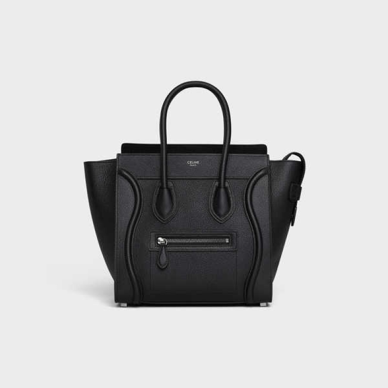 Celine Micro handbag in drummed calfskin Luggage Black | CL-593051