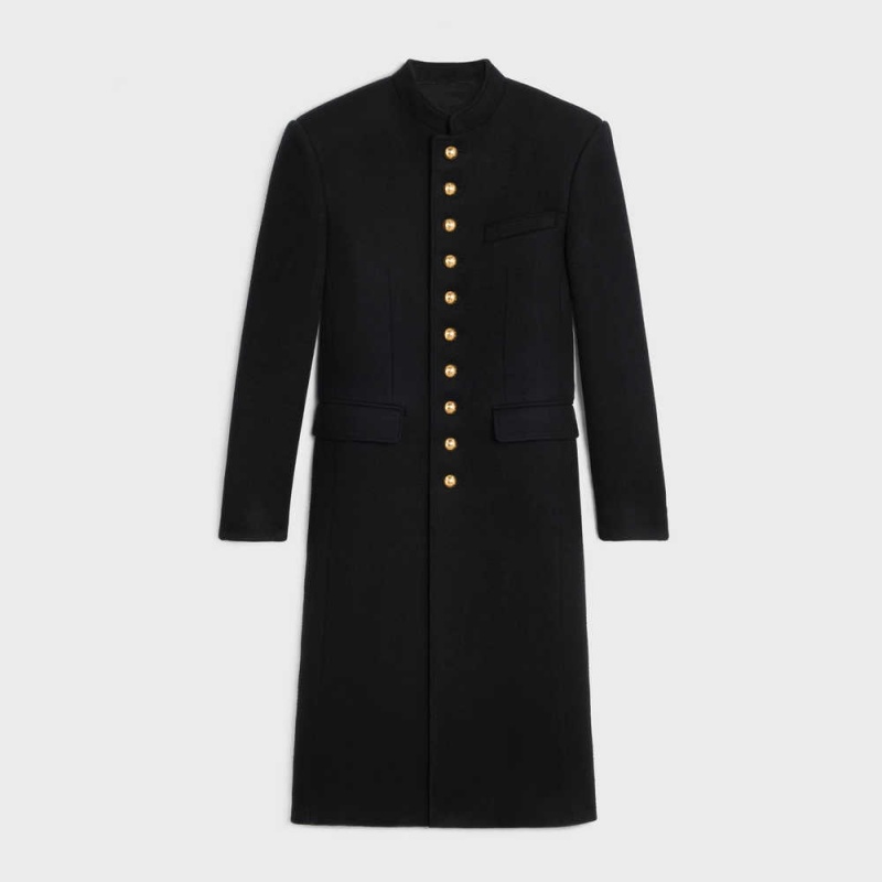 Celine Military in wool cloth Coats Black | CL-592625